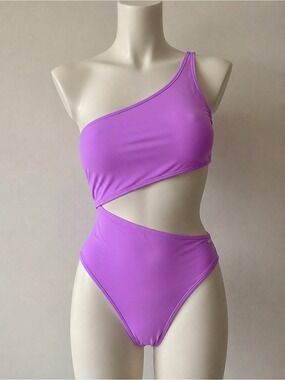 Victoria’s Secret One Shoulder Cutout One Piece Swimsuit Purple NWT L